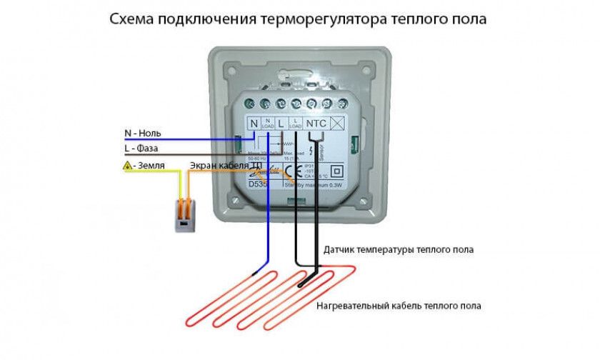 Подключение терморегулятора к теплому полу