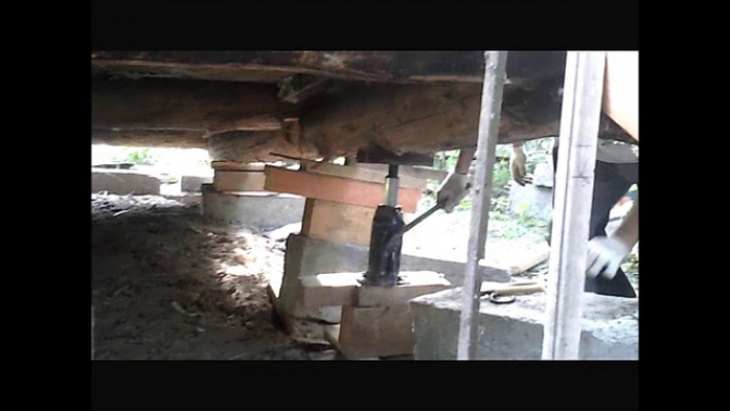 Порядок работ по укреплению деревянного дома с помощью винтовых свай