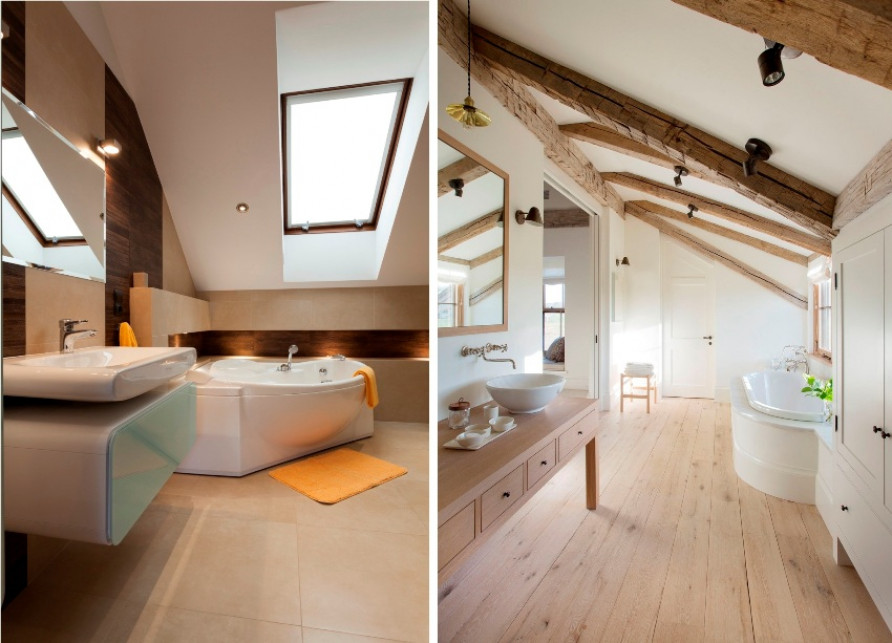 Ванная комната на мансарде: дизайн интерьера