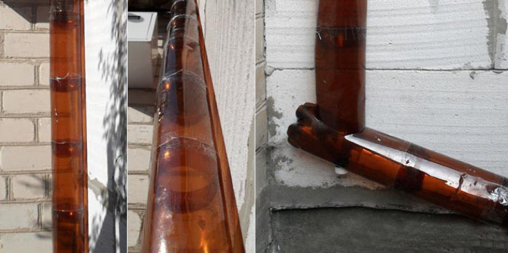 Монтаж водосточной системы из пластиковых бутылок самостоятельно