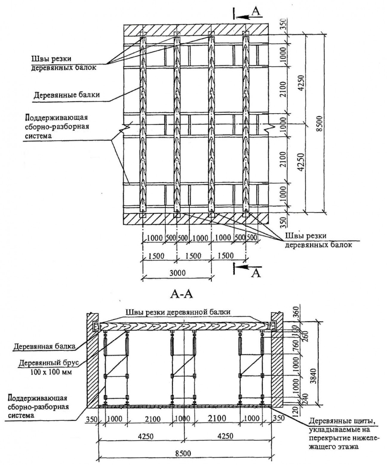 Поэтажная разборка элементов междуэтажных перекрытий кирпичных зданий по деревянным (стальным) балкам